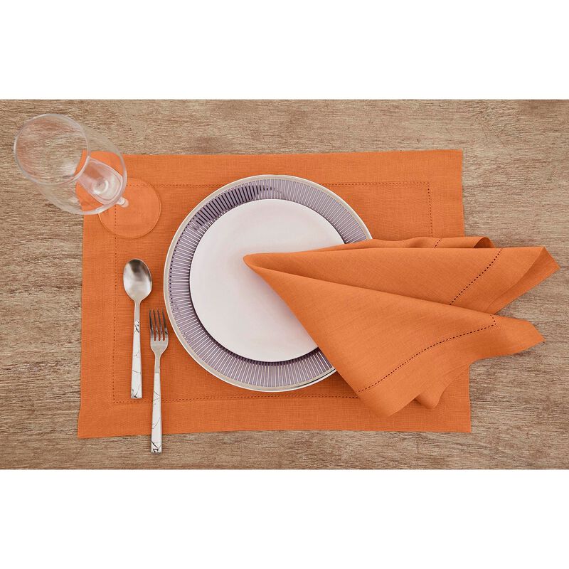 Christmas Linen Dinner Napkins 20 x 20 in Set of 4 - Classic Hemstitch, Solino Home