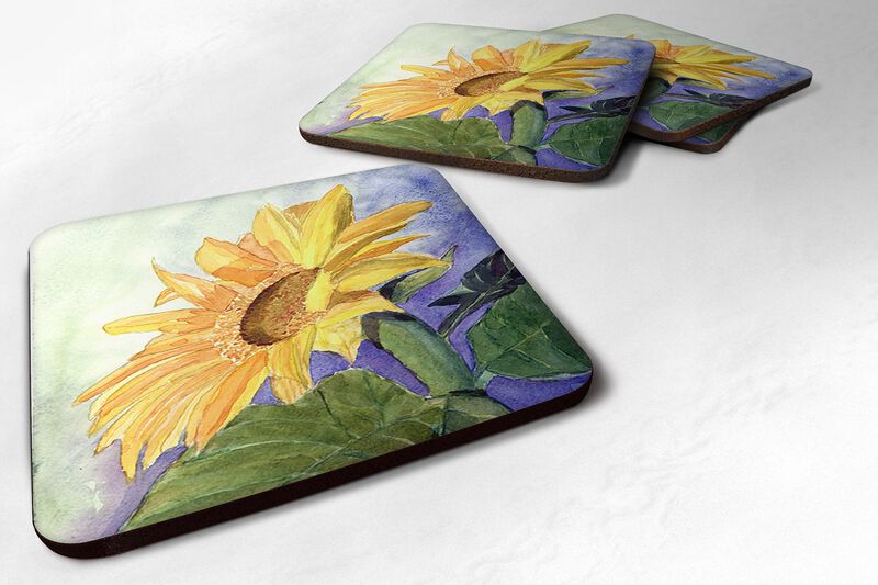 Caroline's Treasures RDR2001FC Flower-Sunflower Foam Coasters (Set of 4), 3.5 H x 3.5 W, Multicolor image number 0
