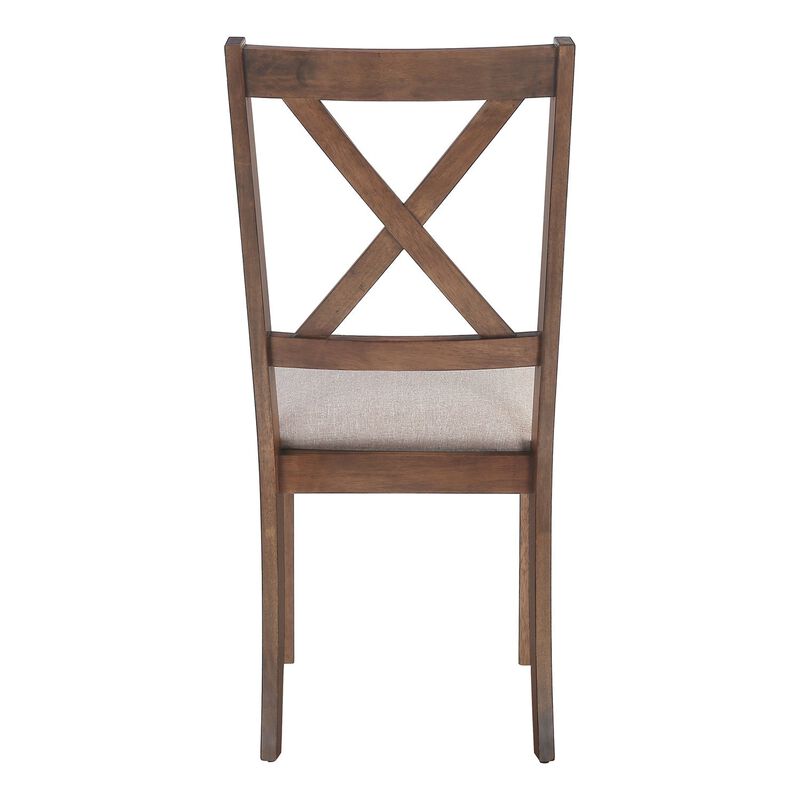 Monarch Specialties I 1311 - Dining Chair, Set Of 2, Side, Upholstered, Kitchen, Dining Room, Brown Fabric, Walnut Wood Frame, Transitional