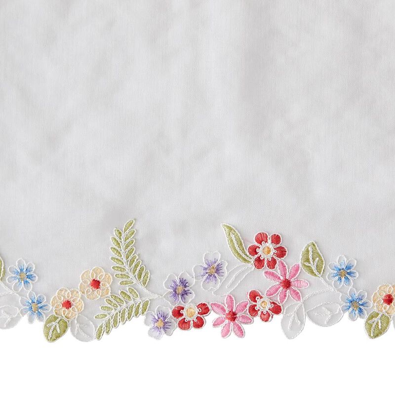 SKL Home Saturday Knight Ltd Sweet Stems Floral Embroidery 36" Tier Pair - 60 x 36, White image number 4