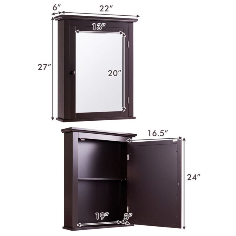 Hivago Bathroom Wall Mounted Storage Mirror Medicine Cabinet