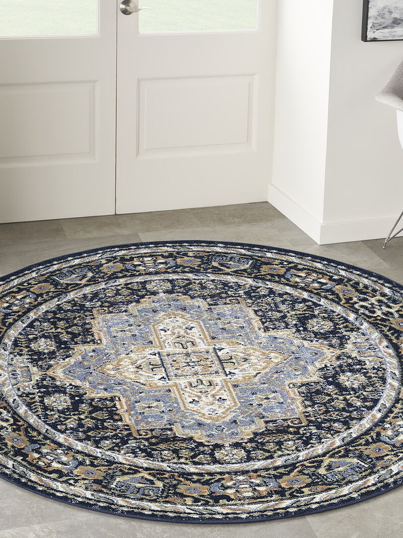 Nourison Essentials Persian NRE07 Navy 6' x Round Rug
