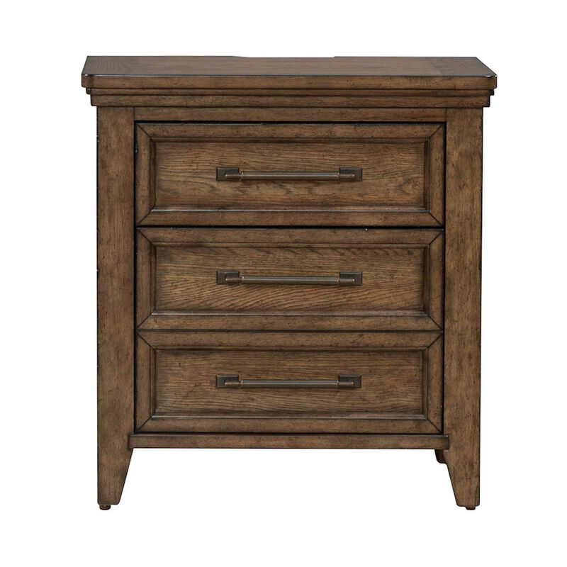 Liberty Furniture Bedroom Nightstand with AC USB Charging Station Station  - Amber Brown Wood image number 2