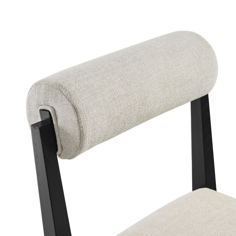Modway Kai Upholstered Dining Chair with Wood Legs in Linen Black - Modern Dining Room Chair with Fabric Rolled Backrest and Seat - Wood Fabric Side Chair for Dining Room, Kitchen image number 8
