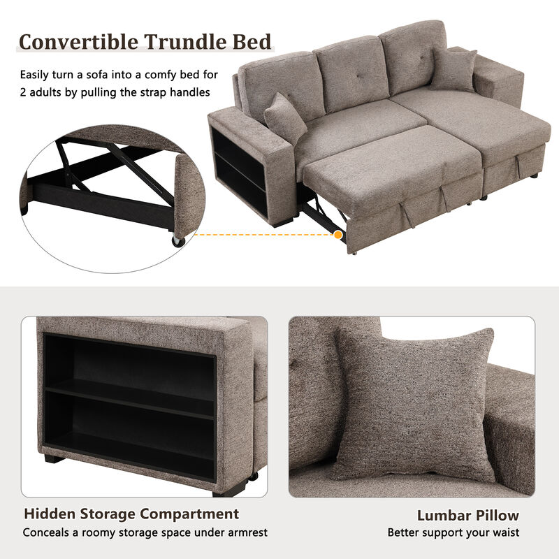 Merax Reversible Sleeper Sectional Sofa Bed