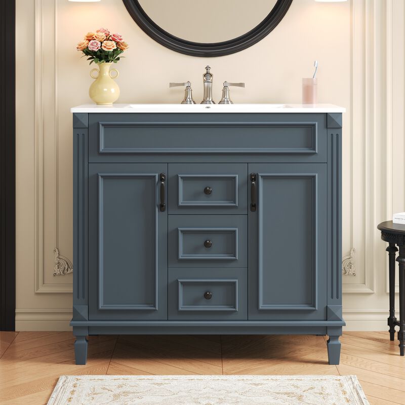 36 in. W Modern Bathroom Vanity with Sink and Top, 2 Soft-Close Doors and Storage Cabinet image number 1