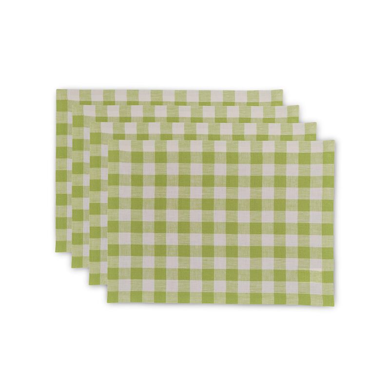 Solino Home 100% Pure Linen Placemats 14 x 19 Inch Set of 4 - Morgan Check