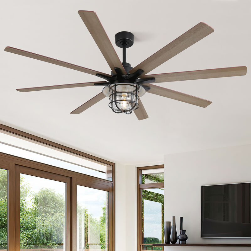 Modern 66 Inch Ceiling Fan With 6 Speed Wind 8 Blades Remote Control Reversible DC Motor With Light image number 8
