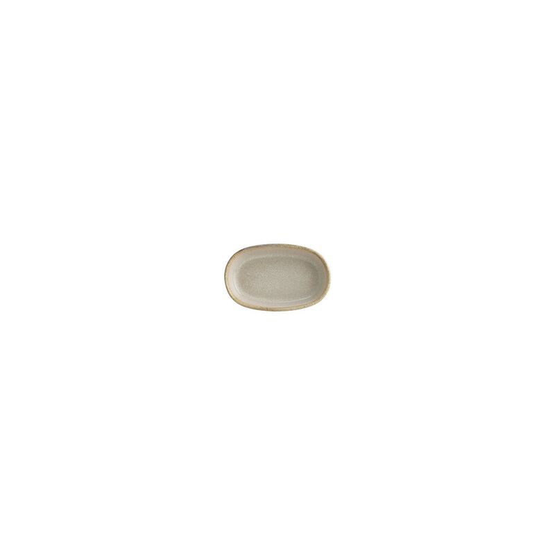 Sand 4" x 2.5" x h:0.75" Oval Beige Vitrified Platter (Set of 4) image number 1
