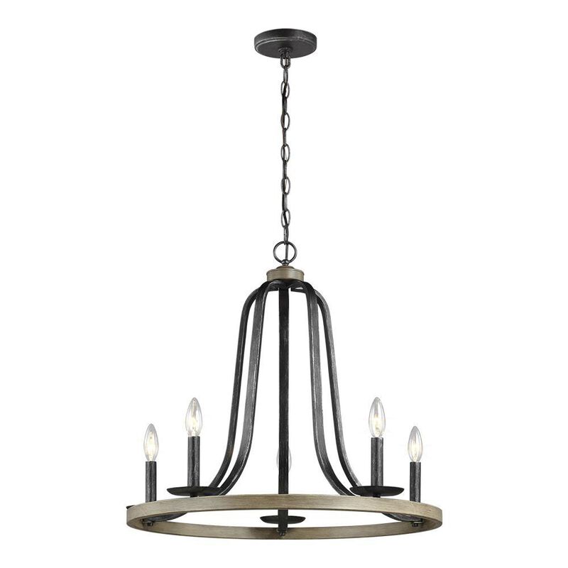 Rustic 5 Light Dimmable Farm Home Circle Metal Chandelier