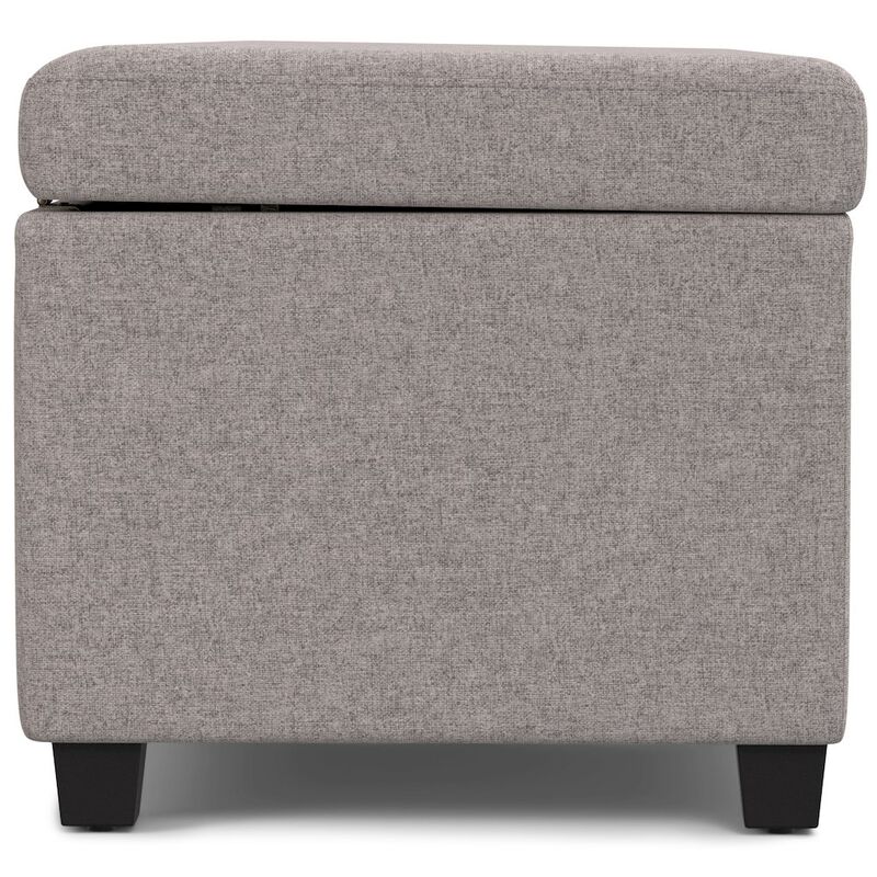 Simpli Home Avalon Extra Large Storage Ottoman Bench In Cloud Grey Polyester Linen Fabric