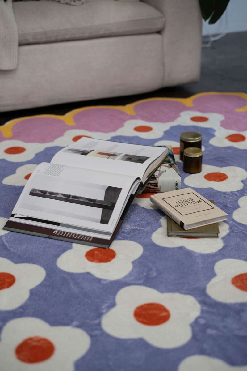Lany Space Area Rug, Washable Rugs Non-Slip, Pink and Purple Floral Rug for Living Room image number 3