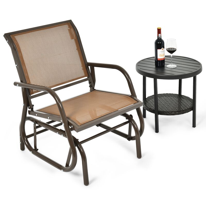 Heavy-Duty Outdoor Glider Chair &ndash; Rocking Swing Seat with Armrest for One