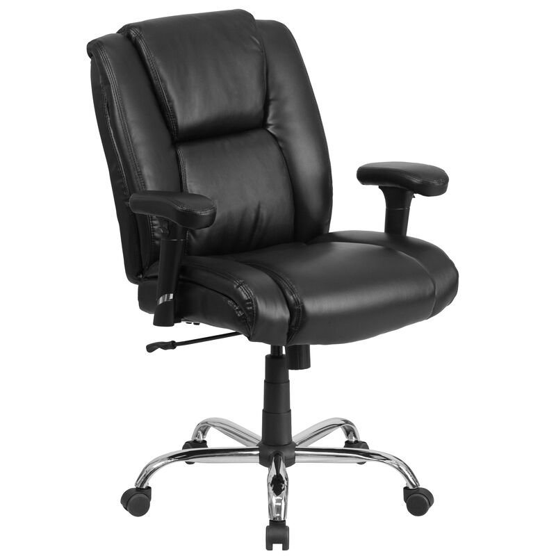 HERCULES Series Big & Tall 400 lb. Rated LeatherSoft Ergonomic Task Office Chair with Chrome Base and Adjustable Arms image number 0
