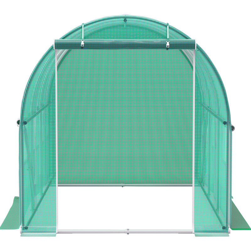 Portable Walk-In Tunnel Greenhouse with Steel Frame, Zippered Door & 6 Windows