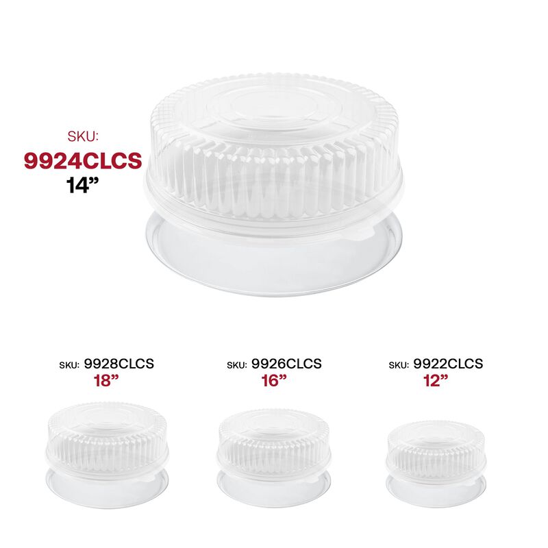 14" Clear Round Plastic Trays with Lids (25 Sets) image number 5