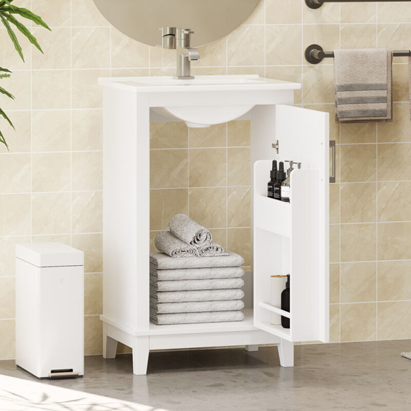 ELEMENT ACE Modern Compact Bathroom Vanity Cabinet with Ceramic Basin and Ample Storage Space image number 5