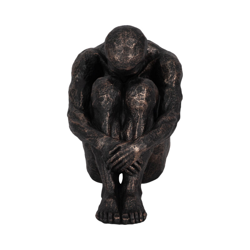 9" Sitting Man, Bronze image number 2