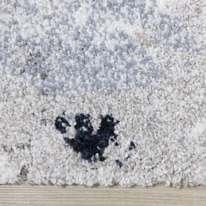 Novelle Home Sakura Grey White Blue Floral Rug, 5'3 x 7'7