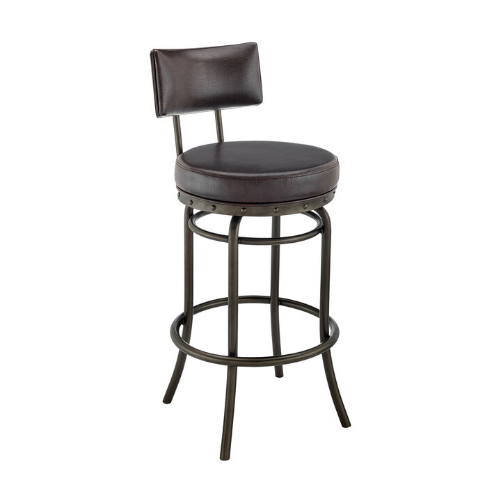 Rees Swivel or Stool in Black Finish with Grey Faux Leather