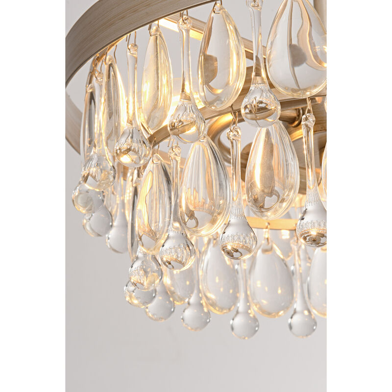 Eva 3-Light Brushed Champagne Silver 13" Crystal Teardrop Tiered Chandelier image number 5