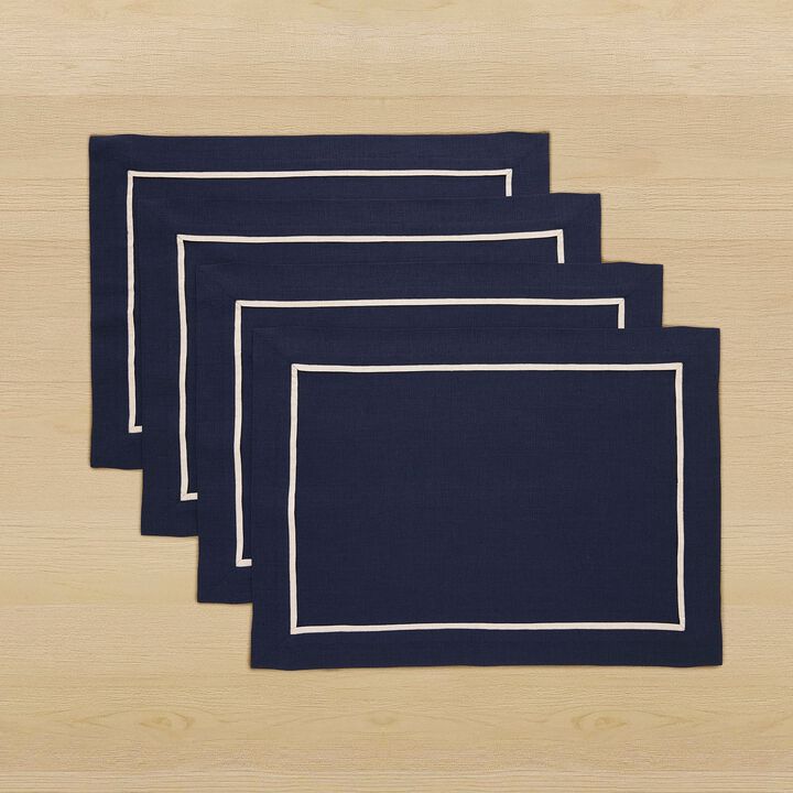 Linen Placemats Set of 4 for Dining Table Decor, 14 x 19 Inch - Kensington