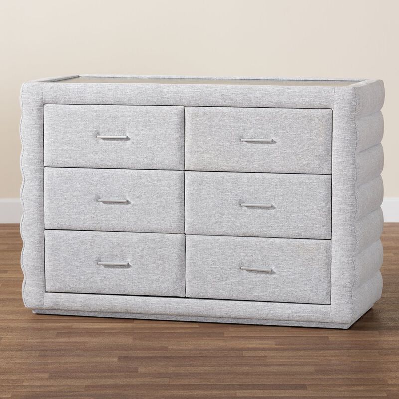 Baxton Studio Cadmus Modern Light Grey Channel-Tufted Fabric 4-Drawer Dresser