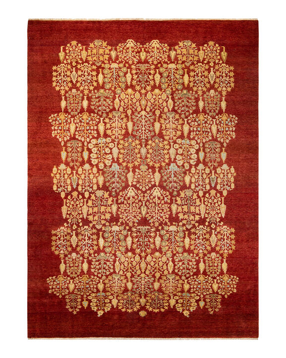 Eclectic, One-of-a-Kind Hand-Knotted Area Rug  - Orange, 8' 10" x 12' 2"