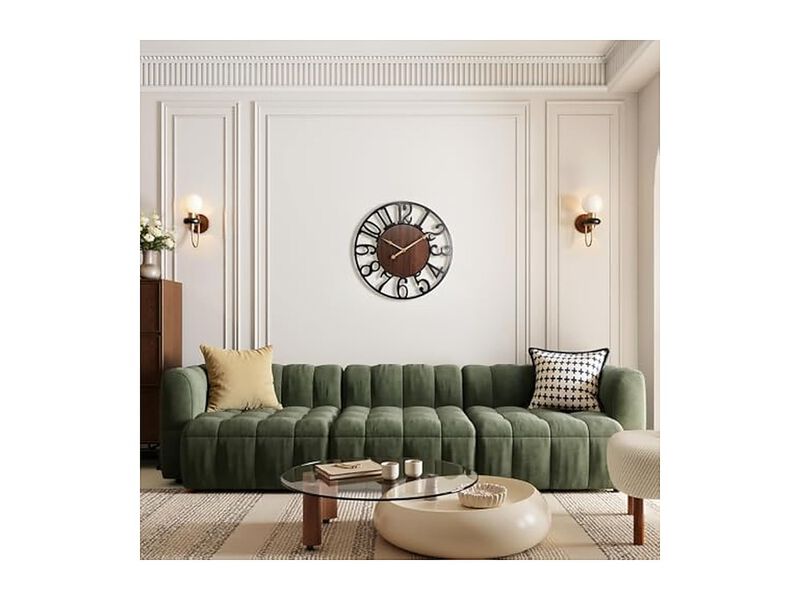 Wood Farmhouse Completely Wall Clock 24 Inch Silent Non Ticking Battery Operated image number 2