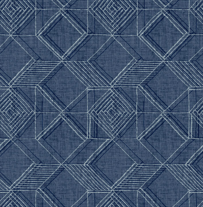 Moki Blue Lattice Geometric Wallpaper