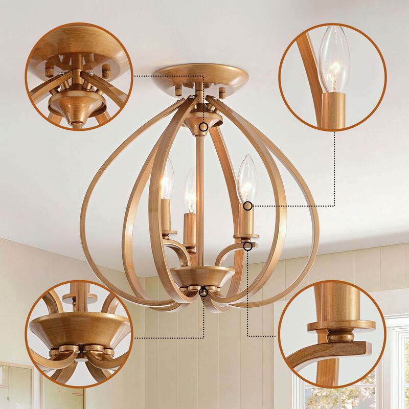 Romy 3-light Brushed Brass Contemporary Flush Mount Chandelier image number 6