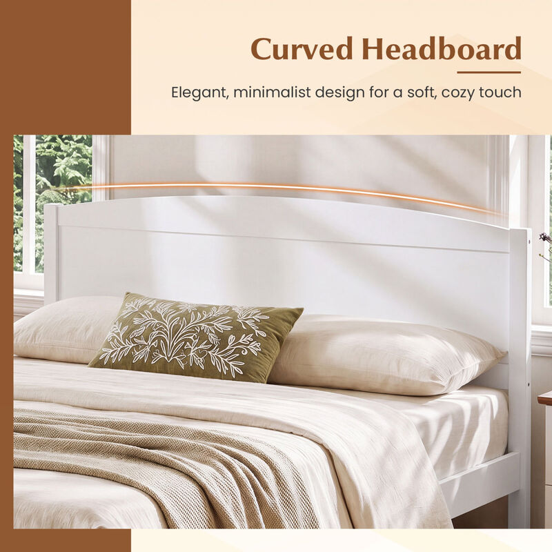 Contemporary Wood Bed Frame with Curved Headboard for Bedroom Decor image number 6
