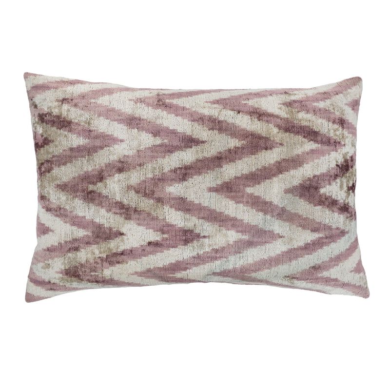 Natural Silk Velvet Ikat Pillow, 16" X 24" Case Only