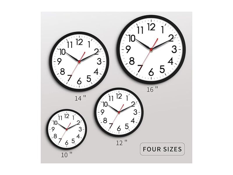 Classic Black Wall Clock 10 Inch Silent Non Ticking Modern Battery Operated image number 2