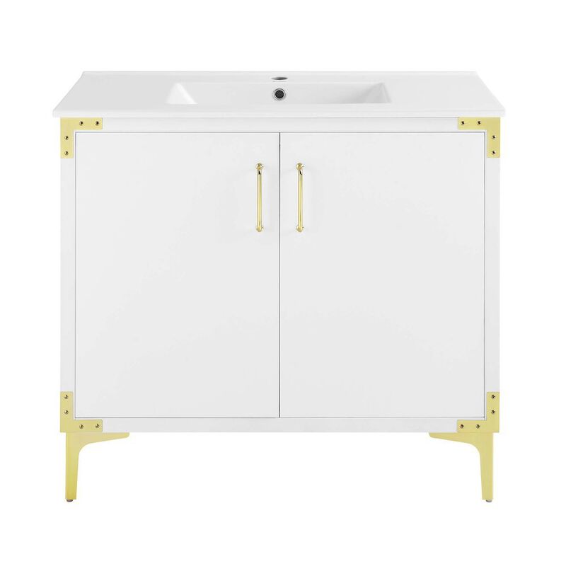 Voltaire 36" Freestanding Bathroom Vanity in White with Sink Top image number 0