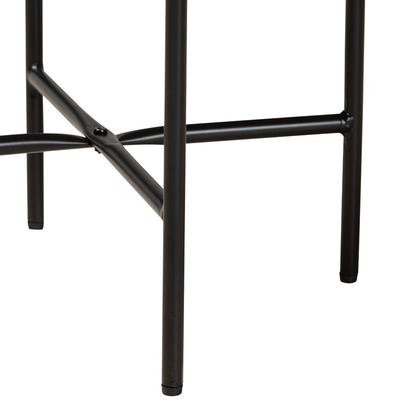 Baxton Studio Savion Modern Industrial Walnut Brown Finished Wood and Black Metal End Table