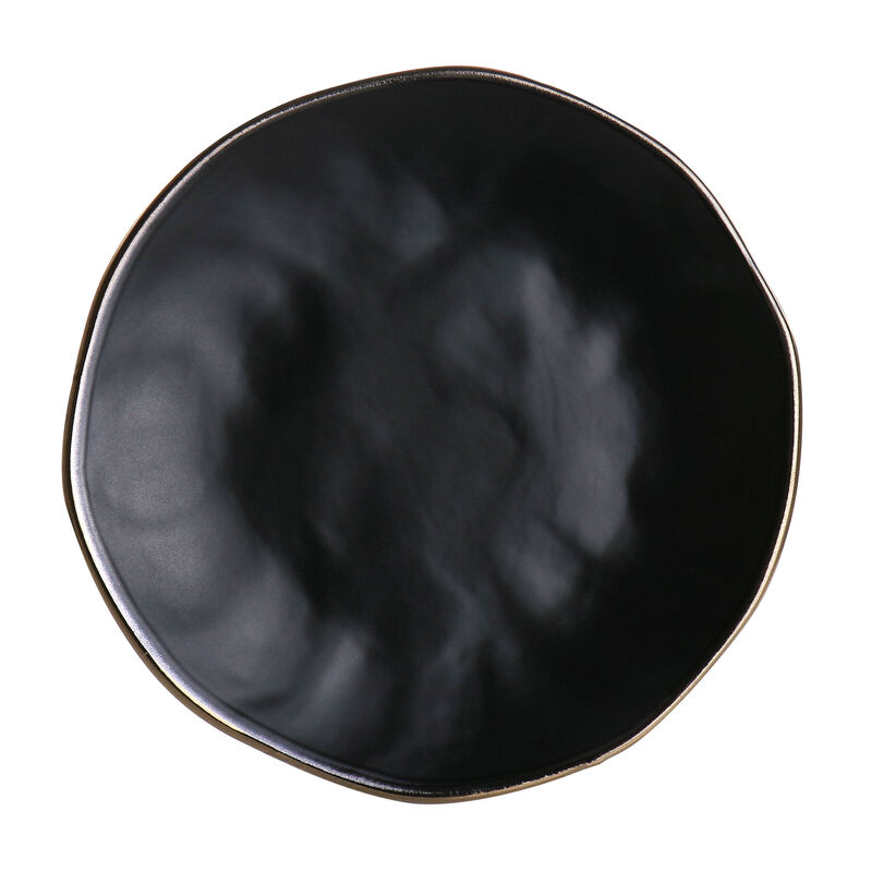 Elama Roman 16 Piece Stoneware Dinnerware Set in Assorted Matte with Gold Rim