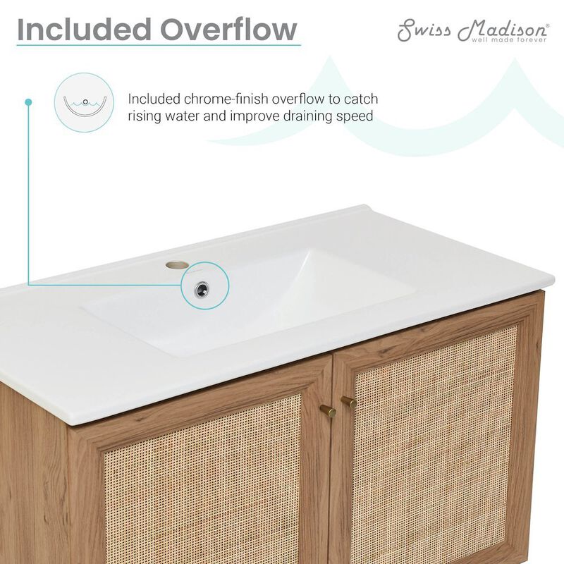 Classe 36 in. Wall Hung Bathroom Vanity with Ceramic Sink Top image number 4