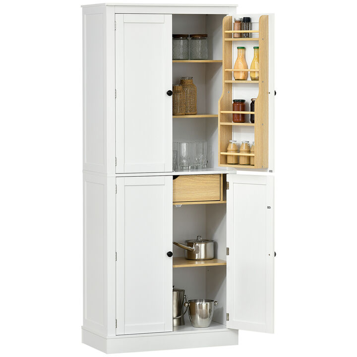 HOMCOM Kitchen Pantry Cabinet w/ 5-tier Shelving, 8 Spice Racks, Drawer