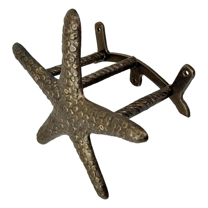 12 inch Cast Iron Starfish Hose Holder Bronze Finish Coastal Garden Yard Decor image number 2