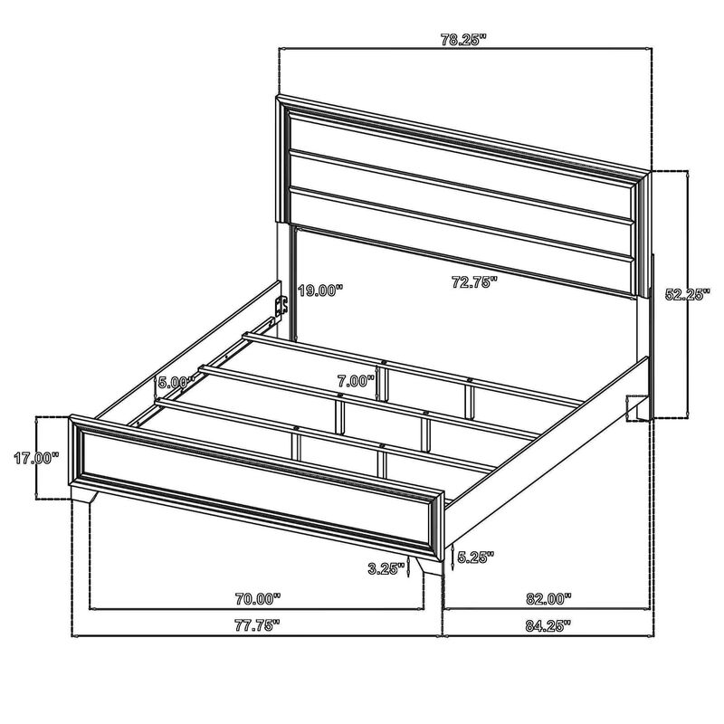 Reay King Size Bed, Oak Brown Wood, Tufted Tan Headboard Upholstery - Benzara