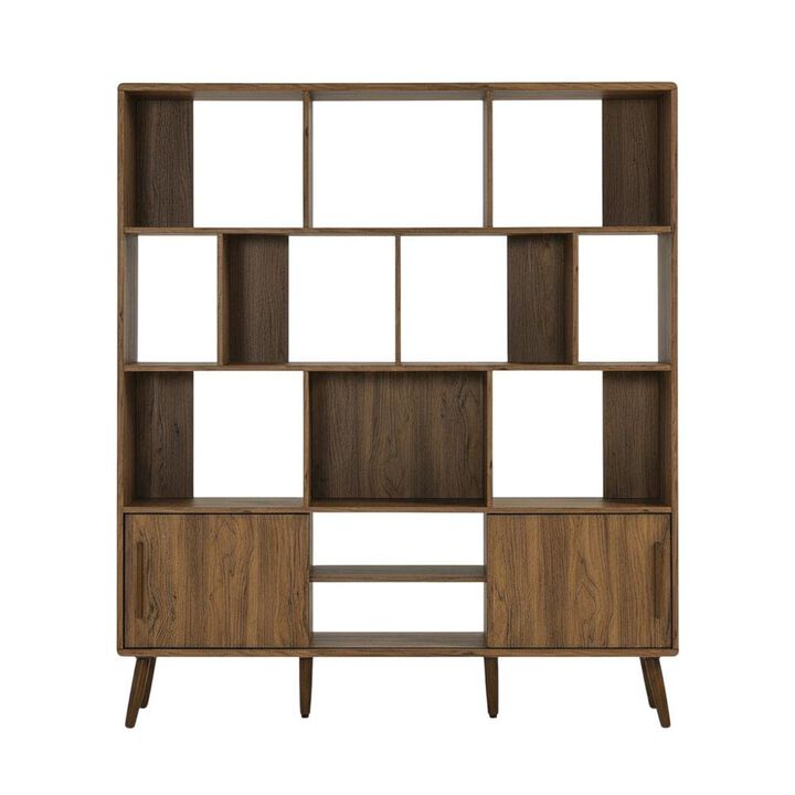 Wooden 59-Inch Bookcase with Sliding Doors for Elegant Storage