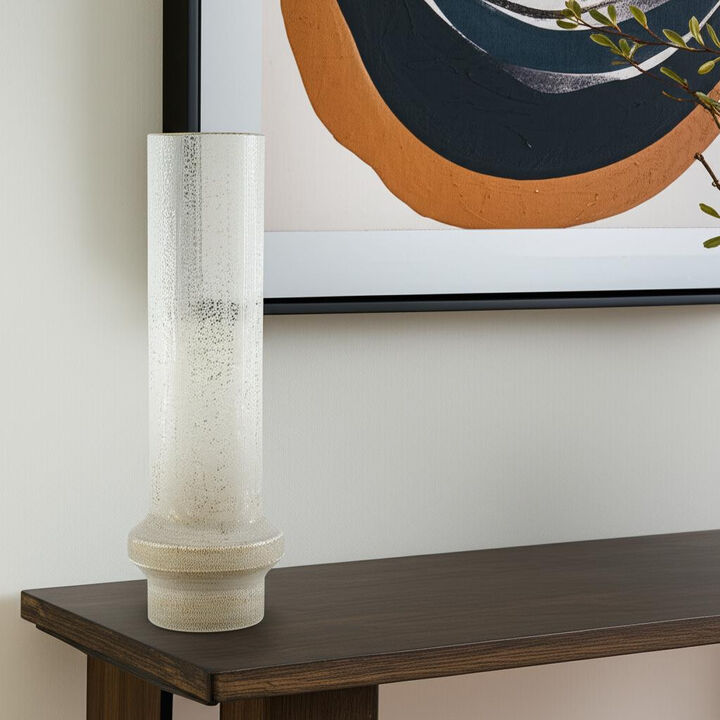 HomeRoots 19" Off White And Gold Metal Cylinder Table Vase