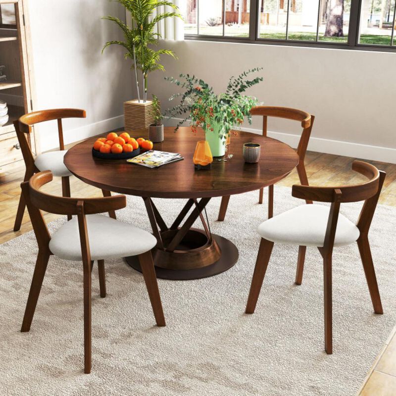 Hivvago Wood Dining Chair Set of 2 with Padded Seat and Curved Back