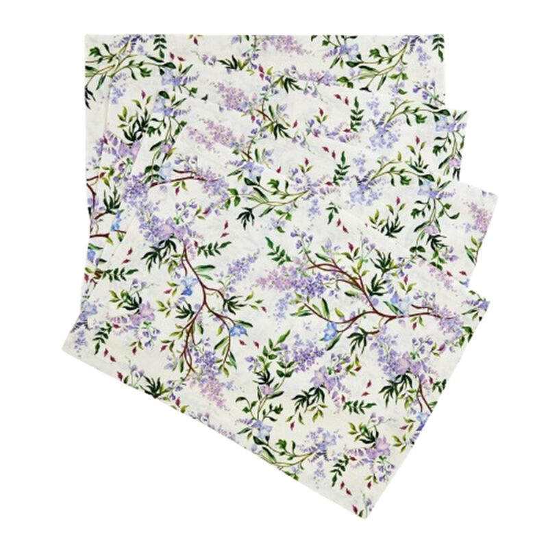 Solino Home Lilacs 100% Linen Placemats &ndash; Set of 4, 14 x 19 in, Machine Washable, Holiday and Everyday Dining