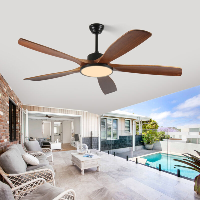 ELEMENT ACE 62-Inch Large Ceiling Fan with Remote Control, Three-Color Dimming Light, 5 Reversible Blades for Garden, Patio, Living Room and Bedroom image number 1