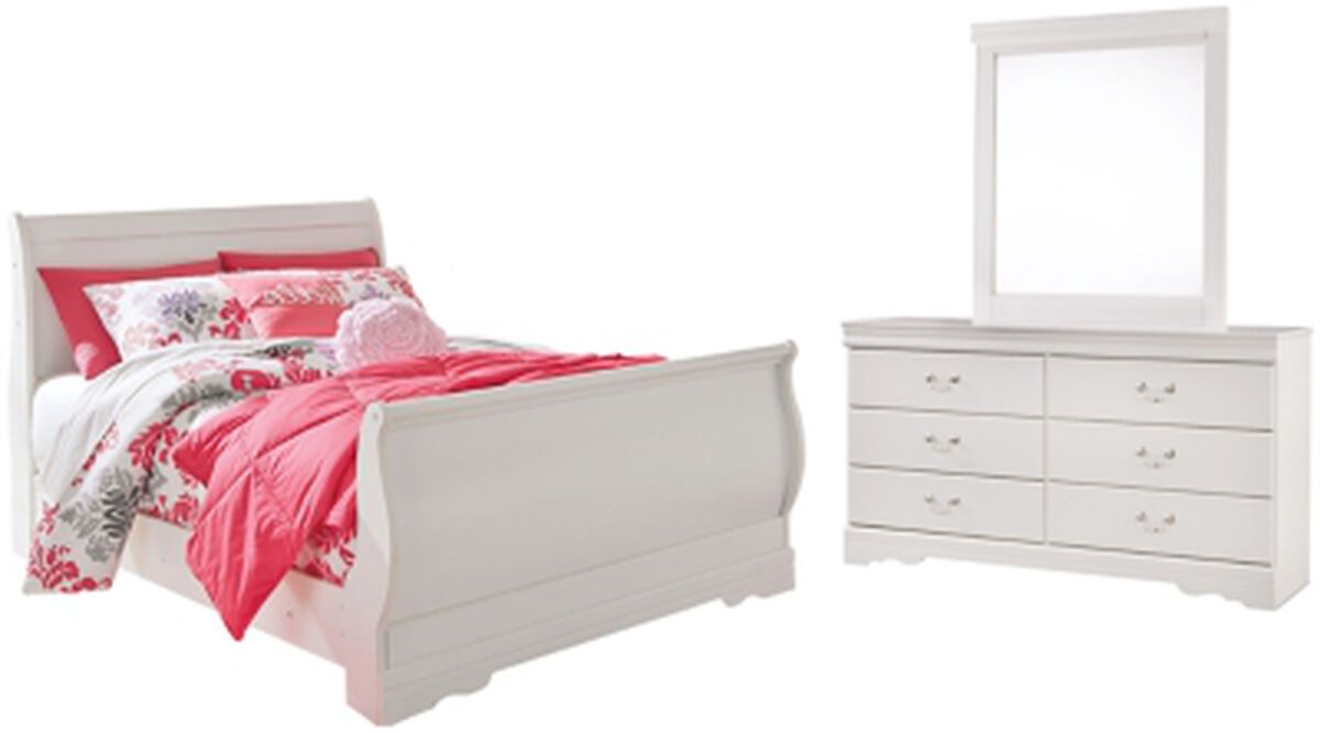 Anarasia Full Sleigh Bed with Dresser and Mirror