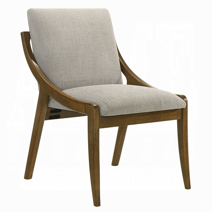 Kea Dining Side Chair Set of 2, Gray Chenille, Vintage Oak Brown Frame