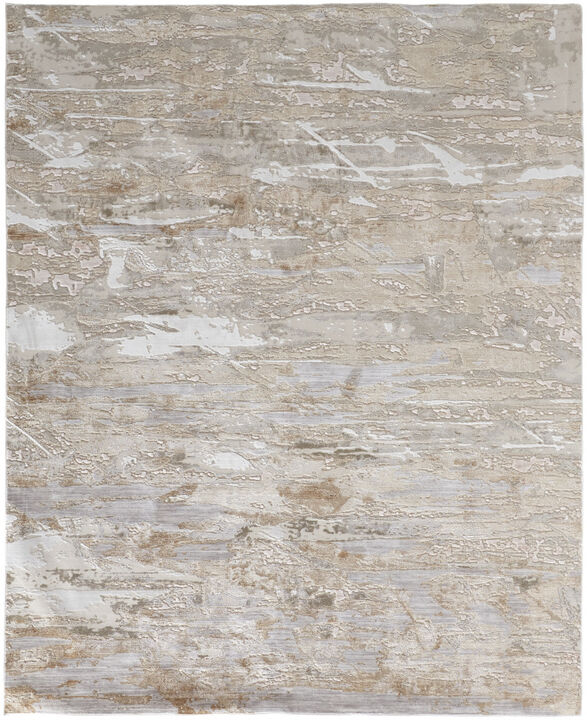 4 X 6 Tan And Ivory Abstract Power Loom Distressed Area Rug