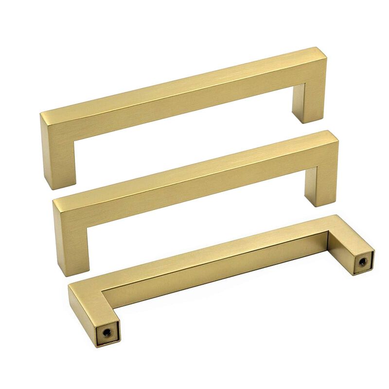 goldenwarm Brushed Brass Cabinet Handles Gold Kitchen Cabinet Pulls-LSJ12GD128 Bathroom Cabinet Hardware Modern Square Drawer Pu